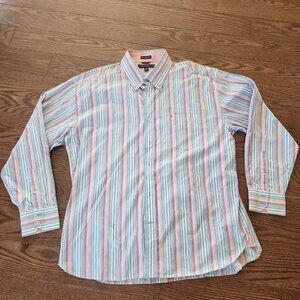 Tommy Hilfiger Men’s XL Multicolor Striped Long Sleeve Button Down Dress Shirt